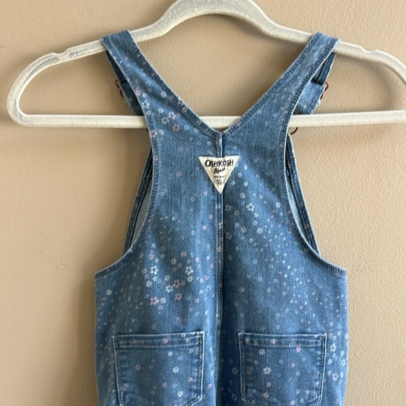 Osh Kosh Toddler Girls Daisy Print Classic Denim Overalls Size 4T - Picture 8 of 9